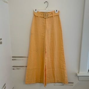 Faithfull the brand very high rise linen wide leg pant with matching belt
